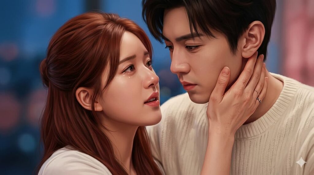 Protagonistas Zhao Lusi y Chen Zheyuan de Amor Oculto drama chino 2023 en escena emocional