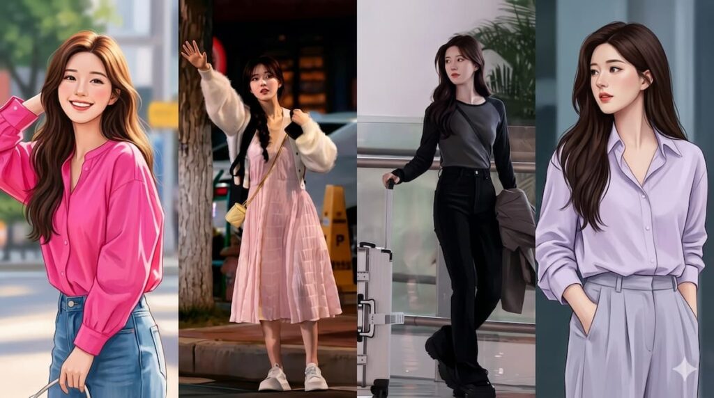 Evolución del vestuario de Sang Zhi interpretada por Zhao Lusi en Amor Oculto, de colores vibrantes a tonos sobrios