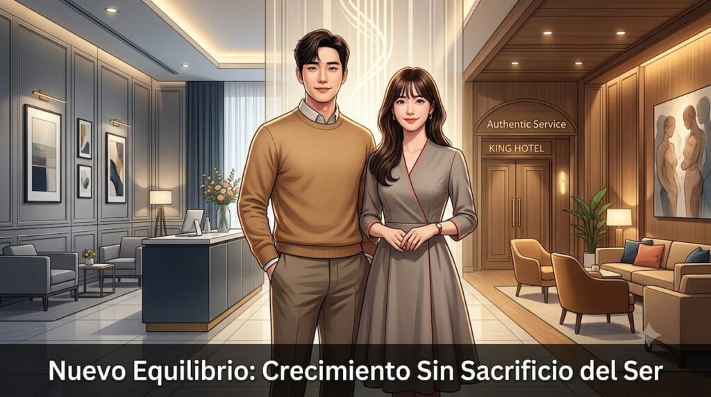 Toma final de Gu Won y Sa-rang juntos, representando el equilibrio emocional alcanzado en el conclusión del drama King the Land 2023