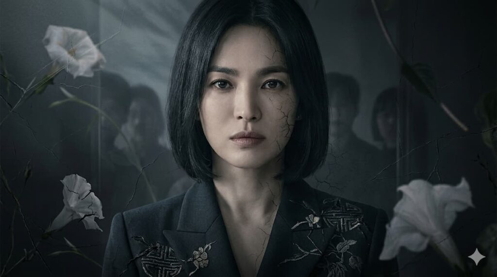 "Cartel oficial de La Gloria, drama coreano 2022 con Song Hye-kyo. Análisis del drama psicológico de Netflix sobre venganza y justicia"