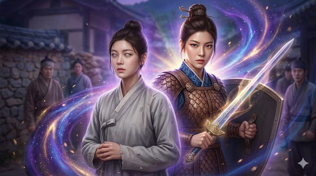 Concepto visual de la transmigración de almas en Alquimia del alma mostrando a Moo-deok y Naksoo, drama coreano de fantasía y romance 2022