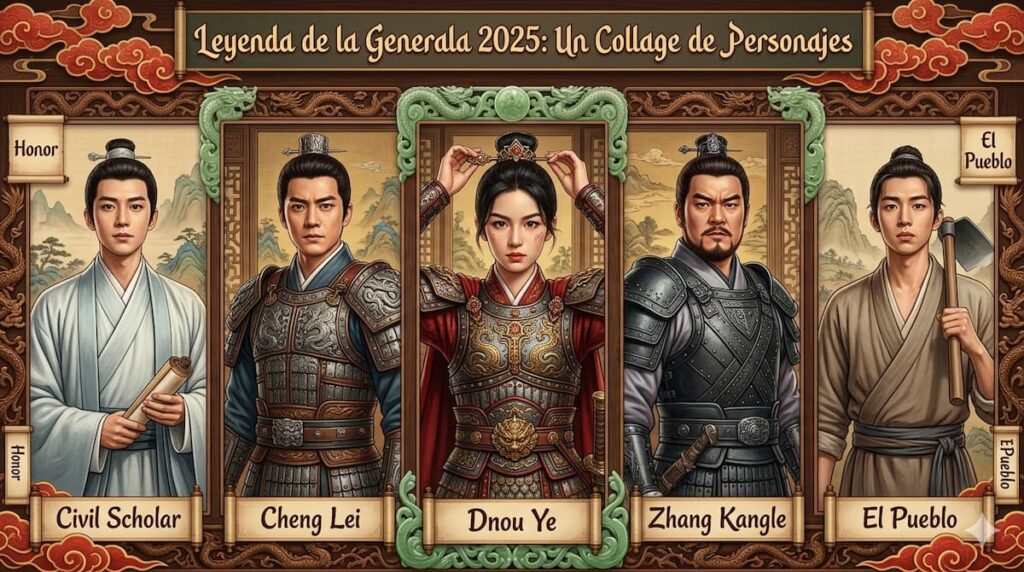 Elenco de Leyenda de la Generala 2025 con Zhou Ye, Cheng Lei, Zhang Kangle y otros actores"