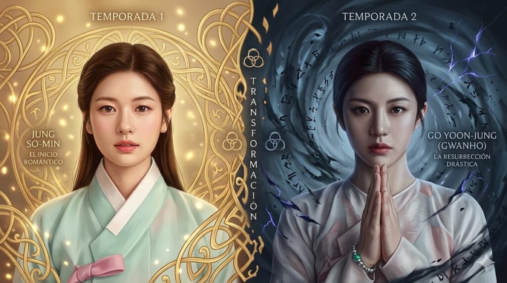 Comparación visual entre Temporada 1 con Jung So-min y Temporada 2 Gwanho con Go Yoon-jung en Alquimia del alma, drama coreano análisis