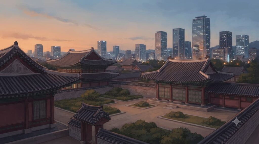 Palacio real coreano moderno en el análisis La corona perfecta drama coreano