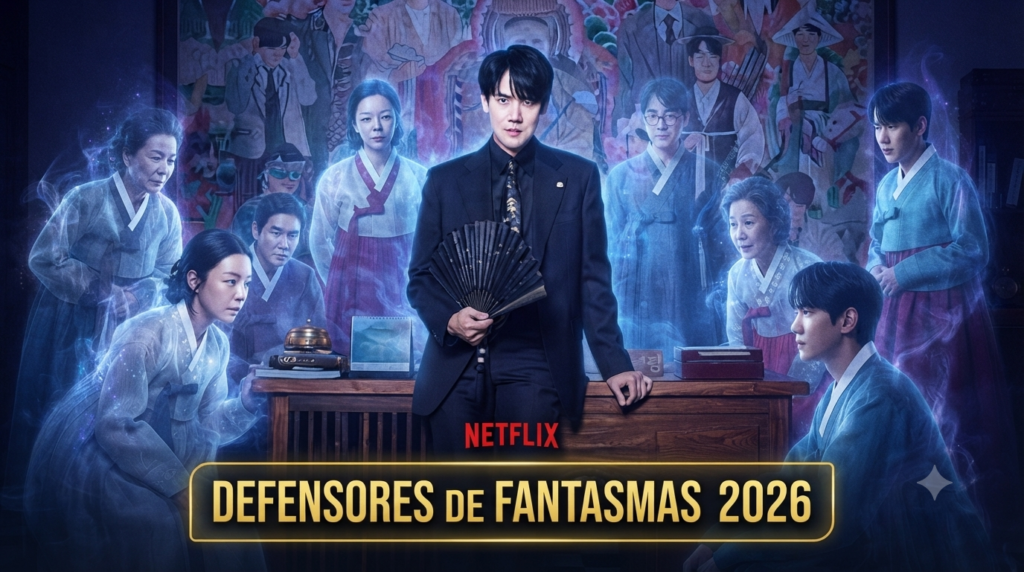Abogado Shin Irang en despacho con espíritus en Drama Coreano Defensores de Fantasmas 2026