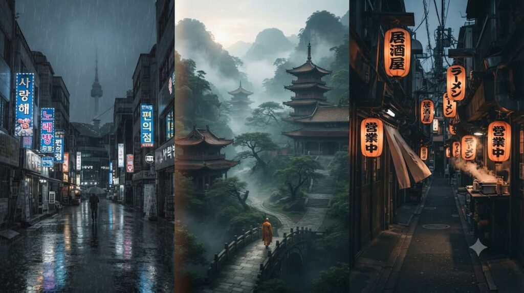 escenarios dramas asiáticos Seúl China Japón psicología emocional localidades