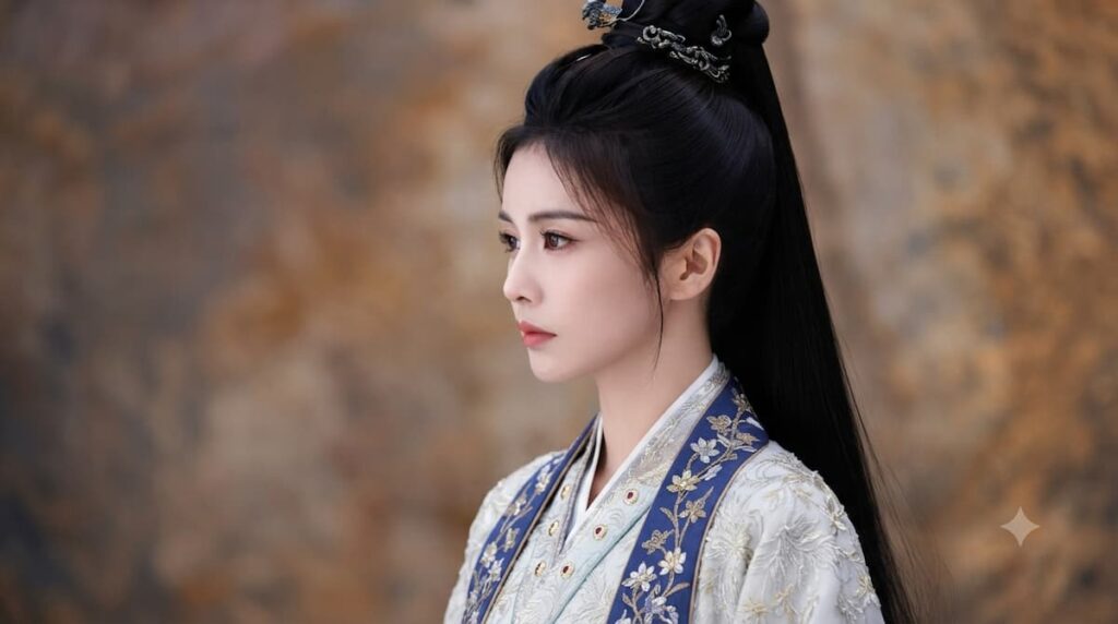 Detalle del hanfu de Ye Li con bordados de jazmín en el drama chino Primer Jazmín 2026