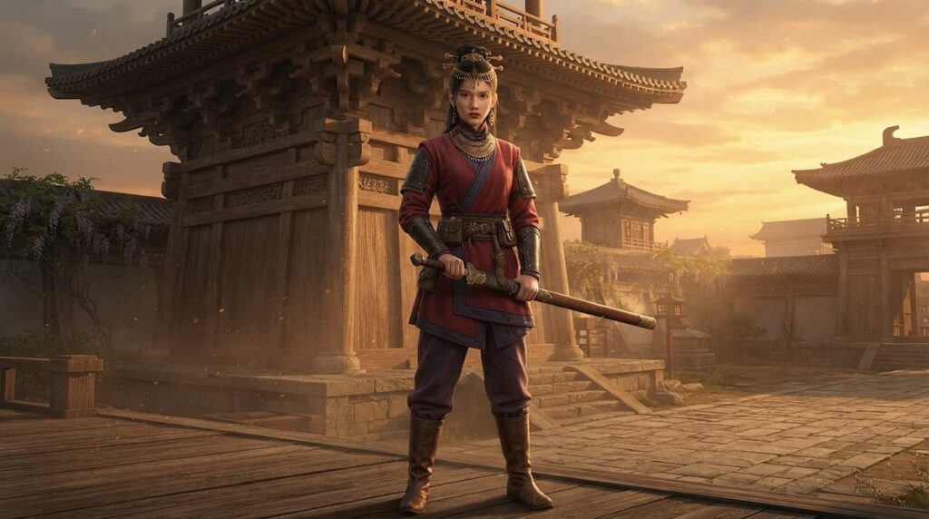 Ilustración de Xiang An Tu, personaje clave en el análisis de La leyenda de Zang Hai, con vestimenta de la Torre Zhen