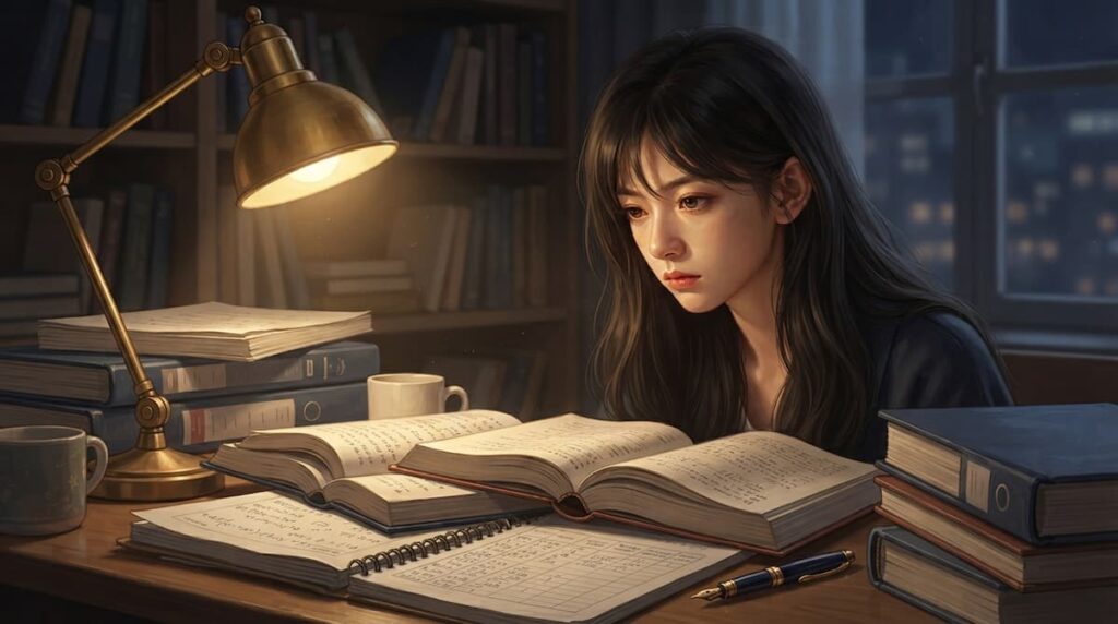 Retrato ilustrado de Lin Zhixia para el análisis final explicado de Novia Genio