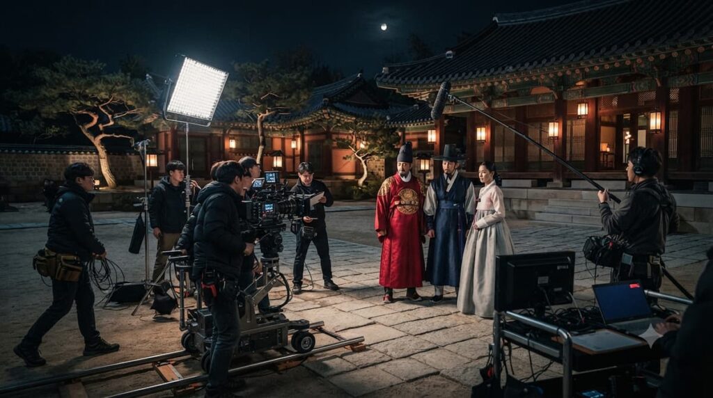 Equipo de producción y elenco principal del drama El palacio del este 2026 fantasía oscura de Netflix, incluyendo Nam Joo-hyuk, Roh Yoon-seo y Jo Seung-woo