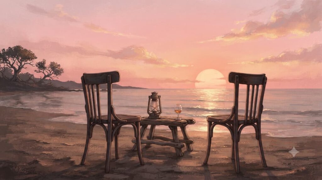 Dos sillas vacías al atardecer representando el final agridulce de Amor más allá de la tumba en el top 10 c-dramas de 2026