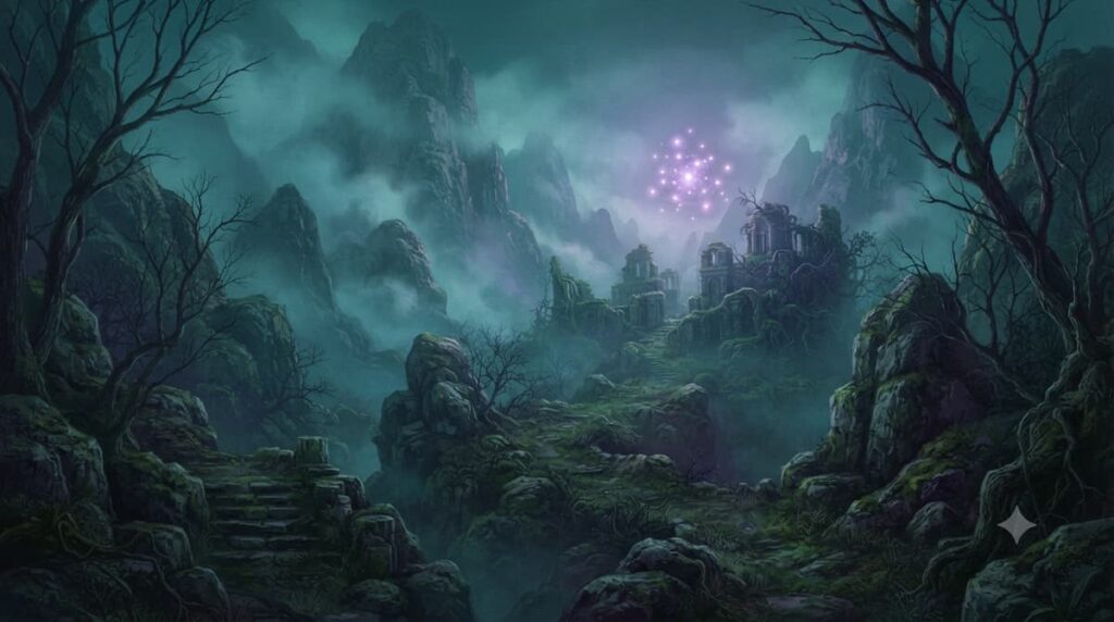 Montaña envuelta en niebla representando la fantasía de Veil of Shadows en el top 10 c-dramas de 2026