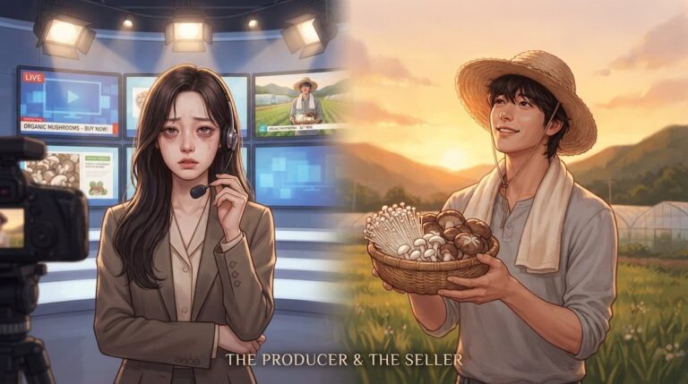 Un amor que no se agota drama coreano: presentadora de televentas y agricultor representando el contraste entre ciudad y campo