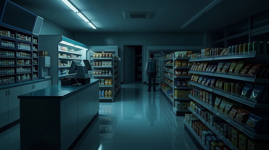 Análisis de Dead-End Job en una tienda de conveniencia nocturna que transmite misterio.