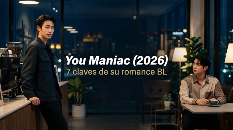 Análisis de You Maniac 2026 con dos jóvenes en un café de Bangkok y una atmósfera romántica.