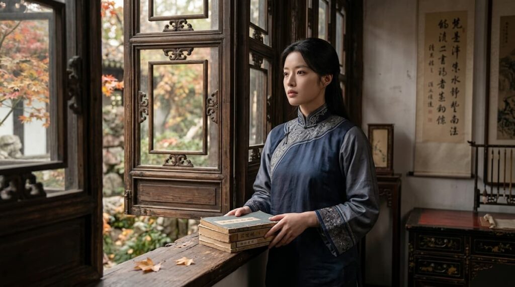 Retrato ilustrativo de una estudiante china que representa a Ye Pingjun en el análisis de The Lament of Autumn 2026.